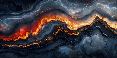 Poster - Fiery Marble Eruption:Explosive Geological Dynamism in Captivating Digital Artwork
