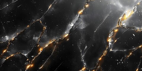 Leinwandbilder - Dramatic Ebony Marble Backdrop with Captivating Fractures and Veins