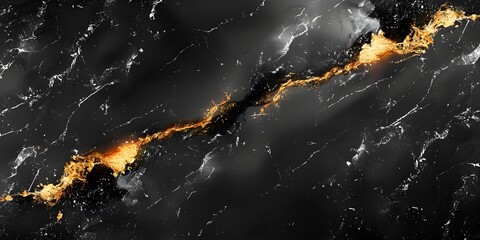 Wall Mural - Mesmerizing Black Marble with Golden Veins - Dramatic and Sophisticated Natural Stone Texture