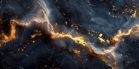 Aufkleber - Dramatic Marble Texture with Swirling Golden Accents