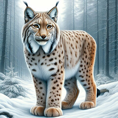 Wall Mural - linx in the snow