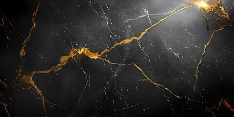 Poster - Stunning Black Marble Textured Background with Intricate Cracked Patterns and Dramatic Contrasts