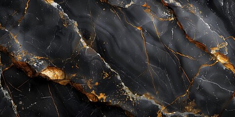 Poster - Stunning Black Marble Textured Background with Golden Veins and Intricate Patterns for Luxury,Decor,and Design