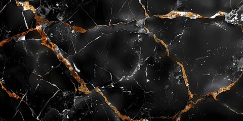 Poster - Captivating Black Marble Backdrop with Intricate Veining and Textural Allure