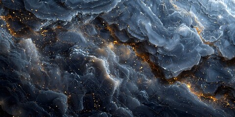 Poster - Captivating Black Marble Texture with Mesmerizing Glitters and Veins