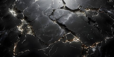 Poster - Striking Black Marble Textured Background with Intricate Patterns and Contrasting Tones for Elegant Design Elements