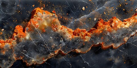 Aufkleber - Dramatic Fiery Marble Texture with Captivating Fractal Patterns and Molten Lava Inspired Accents