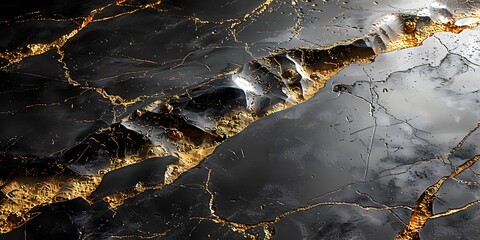 Leinwandbilder - Exquisite Marble Textures and Patterns in Dramatic Black and Gold Tones Creating a Sophisticated and Alluring Backdrop for Design,Architecture,and Art