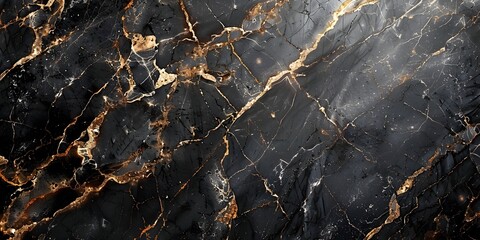 Aufkleber - Elegant and Captivating Black Marble Texture with Intricate Golden Veining for Premium Design Backgrounds