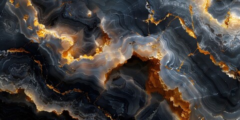 Poster - Captivating Black Marble Textured Background with Mesmerizing Swirls and Veins