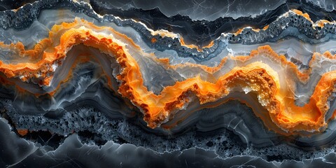 Fototapete - Mesmerizing Marble Masterpiece:Captivating Swirls of Fiery Hues and Ethereal Elegance in a Dynamic Digital Landscape