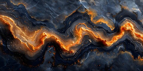 Poster - Captivating Fiery Marble Textures:Mesmerizing Abstract Patterns of Molten Energy and Dynamism