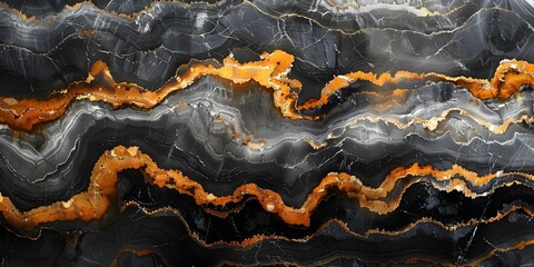 Poster - Magnificent Black Marble Textured Backdrop with Vibrant Swirling Patterns and Intricate Veining for Diverse Creative and Design Needs