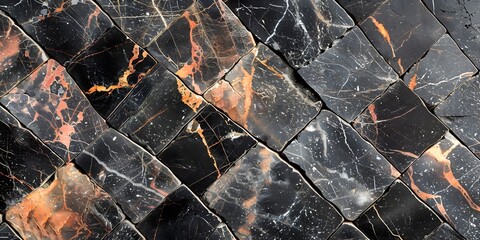 Poster - Striking Black Marble Textured Background with Dramatic Patterns and Natural Geological Formations