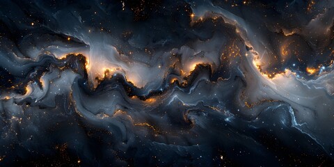 Poster - Captivating Cosmic Cauldron:Expansive Galactic Nebula in Fiery Hues