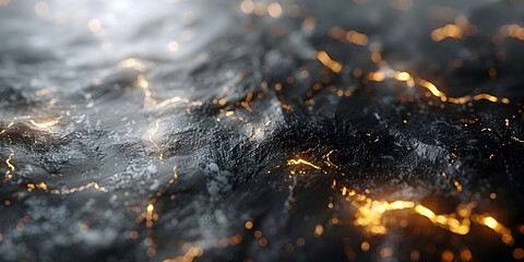 Poster - Mesmerizing Black Marble Backdrop with Glowing Golden Accents - Captivating Mineral Surface Texture for Luxury Branding,Digital Art,and Conceptual