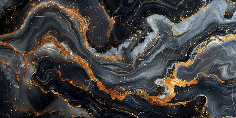 Aufkleber - Black Marble Textures and Patterns with Golden Veins and Swirling Abstract and Luxurious Background for Graphic Design,Web,and Interior Decor