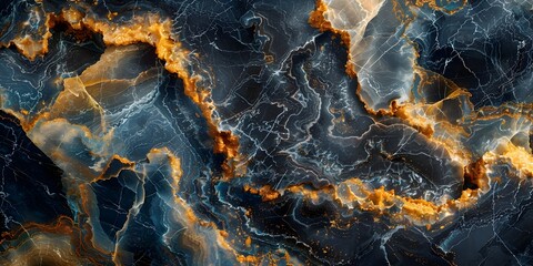 Leinwandbilder - Captivating Marble Textures in Dramatic Black and Gold Tones