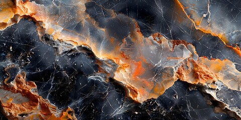 Wall Mural - Black and fiery marble abstract background with dramatic,glowing and iridescent patterns and textures inspired by the forces of nature and the
