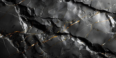 Wall Mural - Striking Black Marble Textured Background with Intricate Patterns and Dramatic Lighting