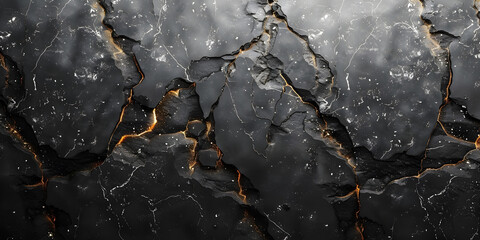 Wall Mural - Dramatic Black Marble Texture with Intricate Cracked and Veined Patterns,Ideal for Luxury and Modern Design Backdrops