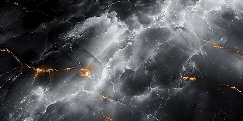 Aufkleber - Dramatic Black Marble Textured Background with Dynamic Fractal Patterns and Moody Lighting