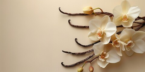 Conception: Essence of Elegance: Vanilla orchids and beans. Generative Ai