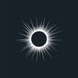 Solar eclipse graphic symbol. Abstract radial light effect on black background. Vector illustration 