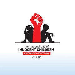 International Day of Innocent Children Victims of Aggression creative Template for background, banner, card, poster. Parents left the girl To stay home alone, world day against child labor concept