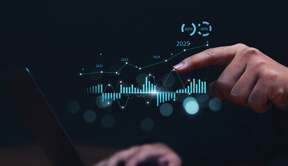 Wall Mural - business analytics tools charts and graphs with statistics to analyze business potential and forecas