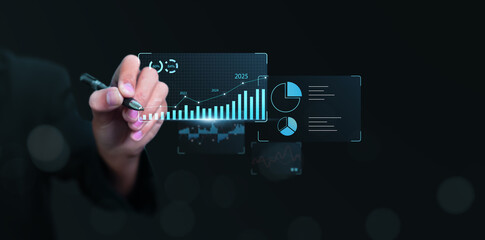 Wall Mural - business analytics tools charts and graphs with statistics to analyze business potential and forecas