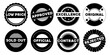 Approved, contract, low price, rejected, excellence, official black stamps collection on a white background
