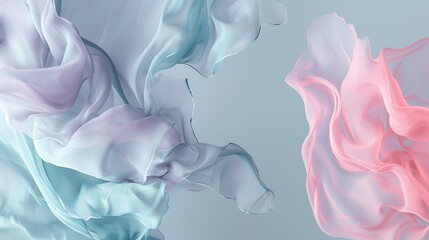 Poster - Abstract pastel pink and blue color paint with pastel gray background. Fluid composition with copy space. Minimal natural luxury.