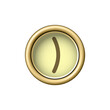 Bracket symbol. Vintage golden typewriter button isolated on white background. Graphic design element for scrapbooking, sticker, web site, symbol, icon. Vector illustration.