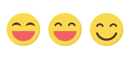 Poster - Laugh and smile emoji icon in flat style. Laughing and smiling emoticon concept