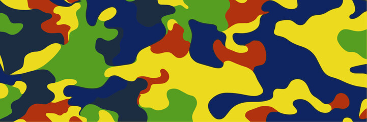 Wall Mural - Camouflage seamless pattern background. Colorful military camouflage backdrop banner. Vector design.