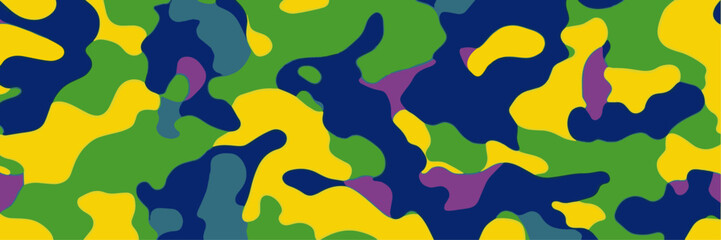 Wall Mural - Colorful military camouflage seamless pattern background banner. Camouflage pattern background. Vector illustration.