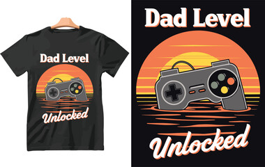 Wall Mural - Dad level unlocked father's day t shirt design.