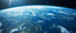 Planet Earth seen from space showing its realistic, 3d illustration.
