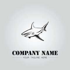 Wall Mural - Shark silhouette illustration design for company logo vector image on the white background