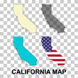 Set of California map, united states of america. Flat concept icon vector illustration
