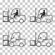 Set of Forklift transport icon, industry vehicle machine symbol, fork truck warehouse vector illustration
