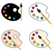 Set of Flat art tool palette paints color, artist web design graphic vector illustration