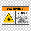 Laser radiation danger class 1 label icon, safety information symbol vector illustration