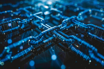 Poster - A computer generated image of a chain with a blue background