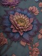 Closeup of a flower embroidery on a tapestry, reflecting the beauty and intricacy of handcraft, Generative AI.