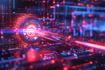 Poster - A computer generated image of a circuit board with the letters c and g on it