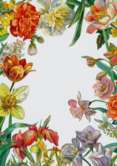 Wall Mural - Watercolor painting small various flowers