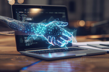 Poster - A laptop with a hand coming out of it