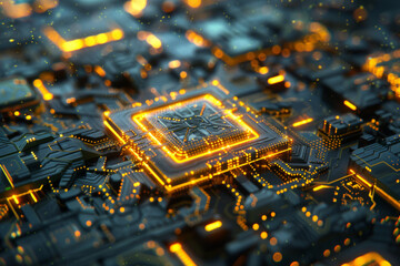 Poster - A computer circuit board with a cpu in the center